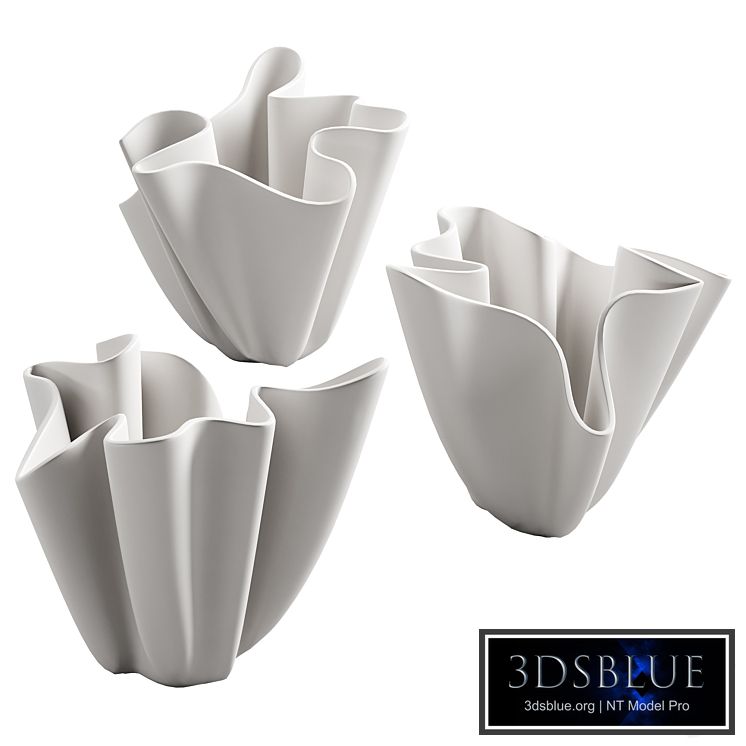 368 decorative vases and pots 06 deformed folded relief vase 05