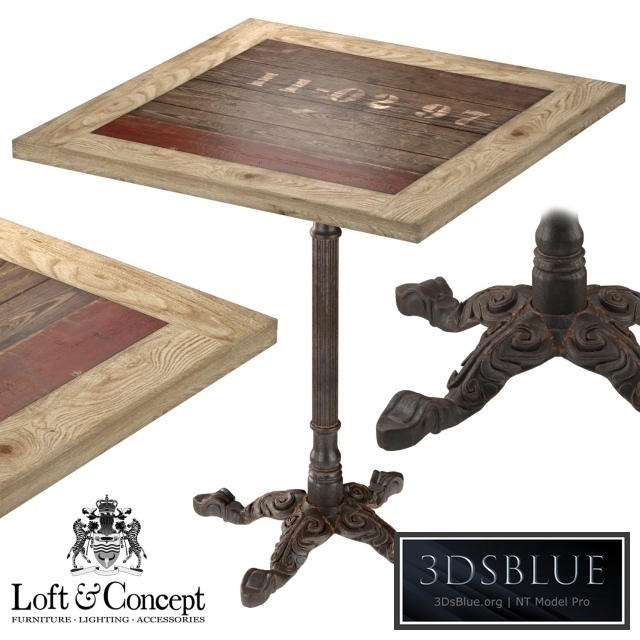CAST IRON AND LARCH RESTAURANT TABLE SQUARE