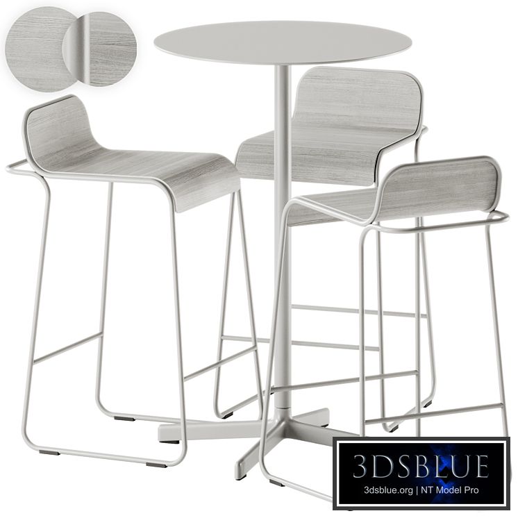 Neu Round Table High by Hay and Flow Aluminum Stool by True Design