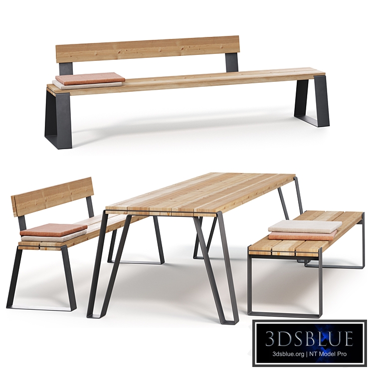 Outdoor furniture VONK table and benches