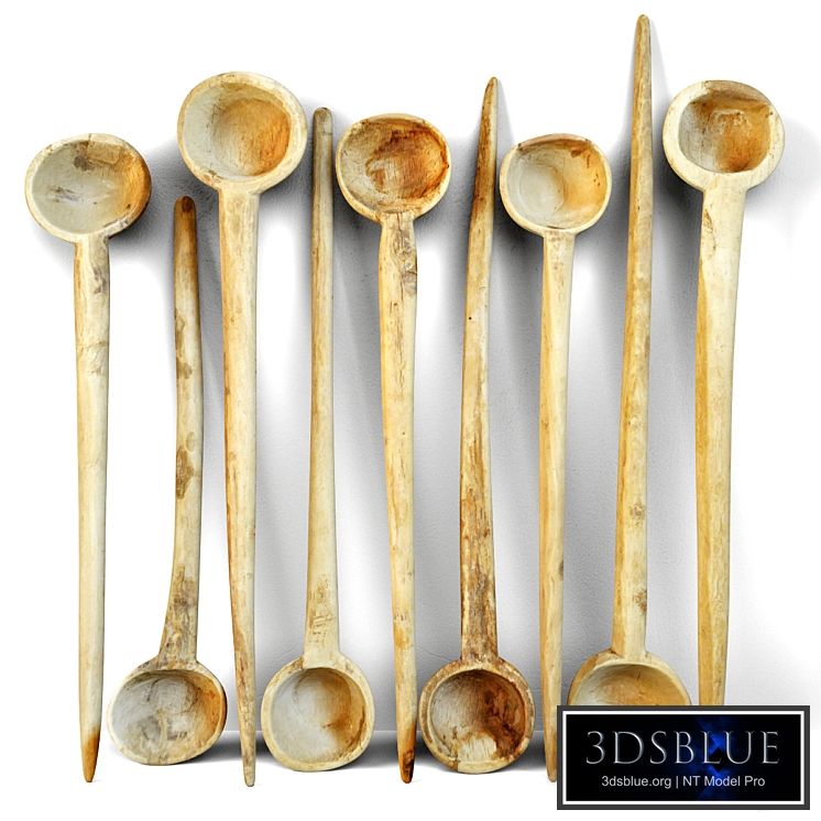 Old Bleached Wood Indian Spoons