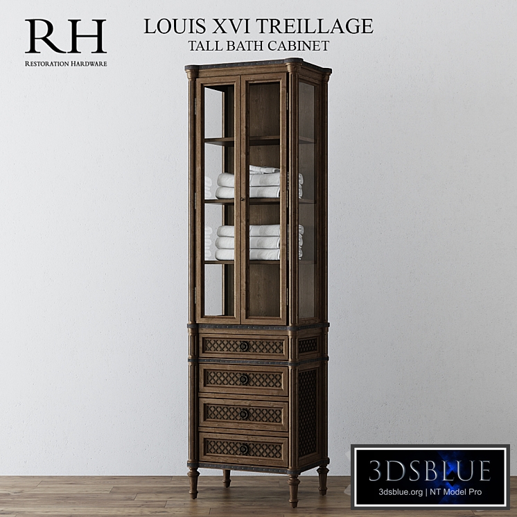 RH LOUIS XVI TREILLAGE TALL BATH CABINET