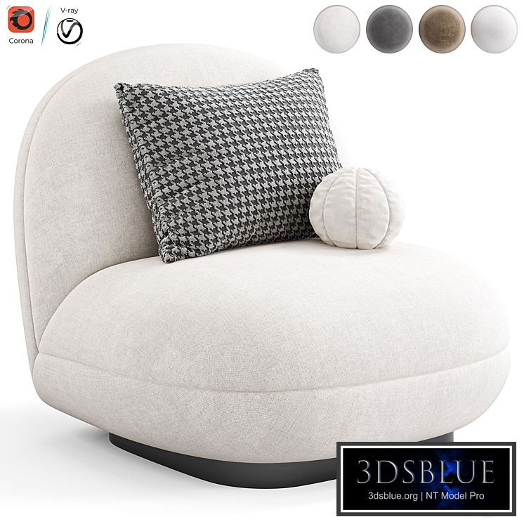 White Boucle Armchair Upholstered Black Legs Larry