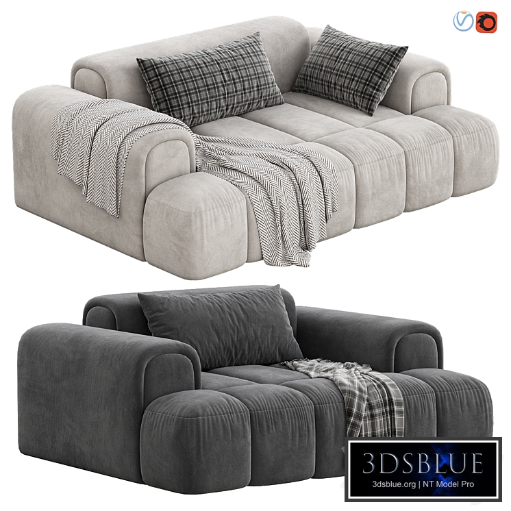 Contemporary Arm Sofa by Litfad Set 2