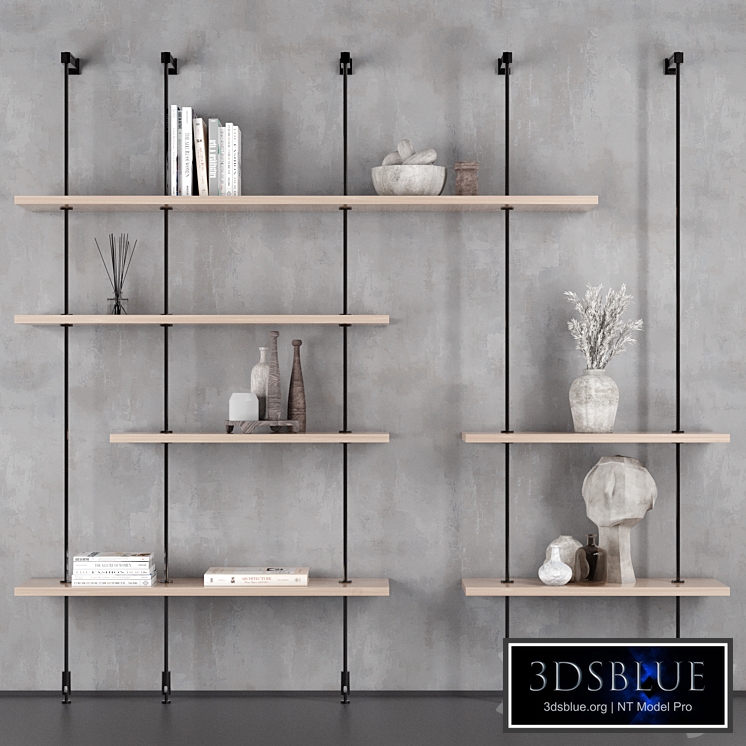 Rack - Shelf 02 - Minimal Shelves With Decorative Objects