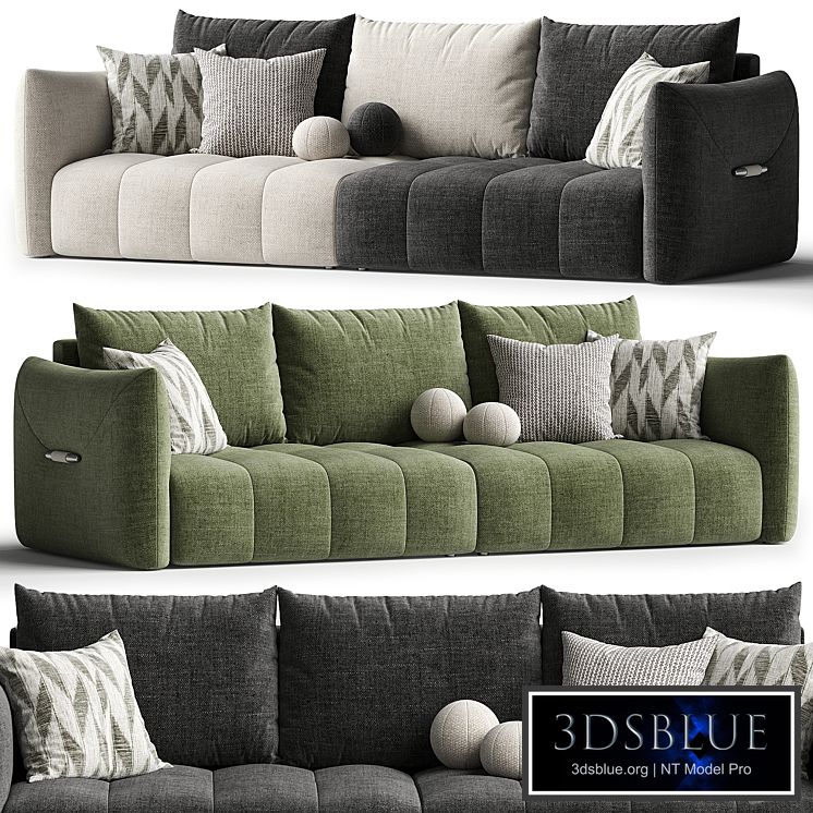 Beige Flannel Square Arm Sofa with Latex Seat Fill & Pillow Back Design"