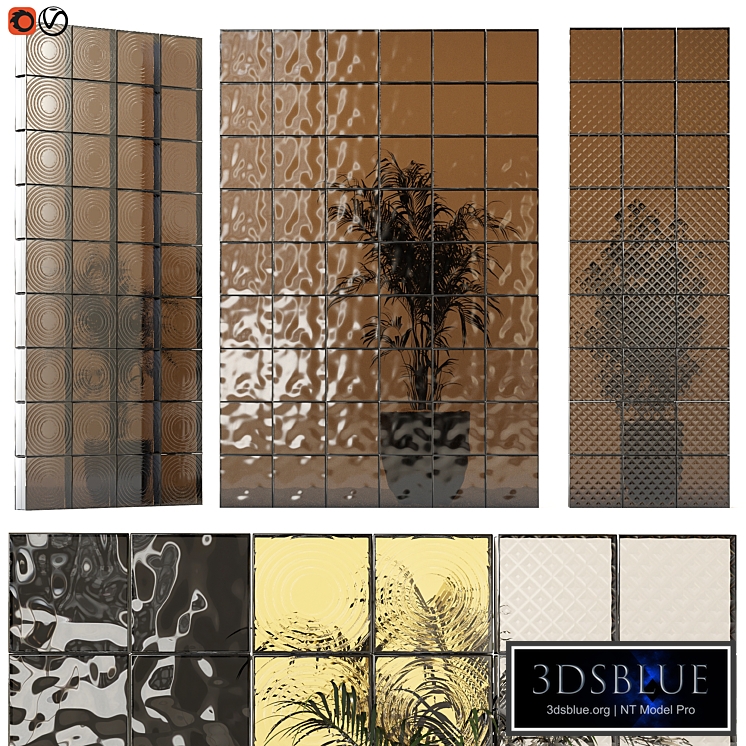 Glass block of different textures and colors