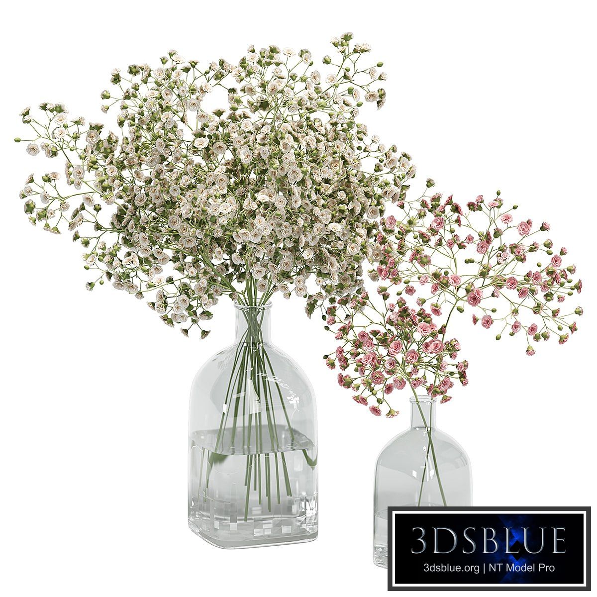 Flowers Bouquet In Glass Vase _ 02