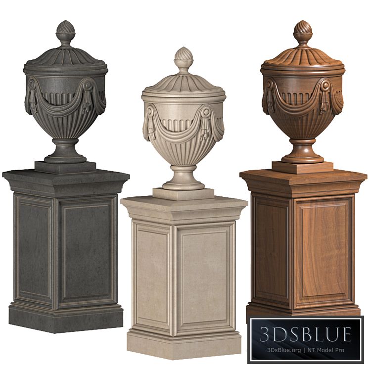 Classic vase on a pedestal for decoration of the facade and interior