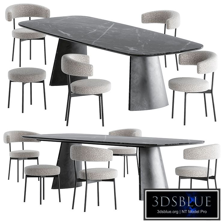 Neuilly chair Torii_table set by Bonaldo