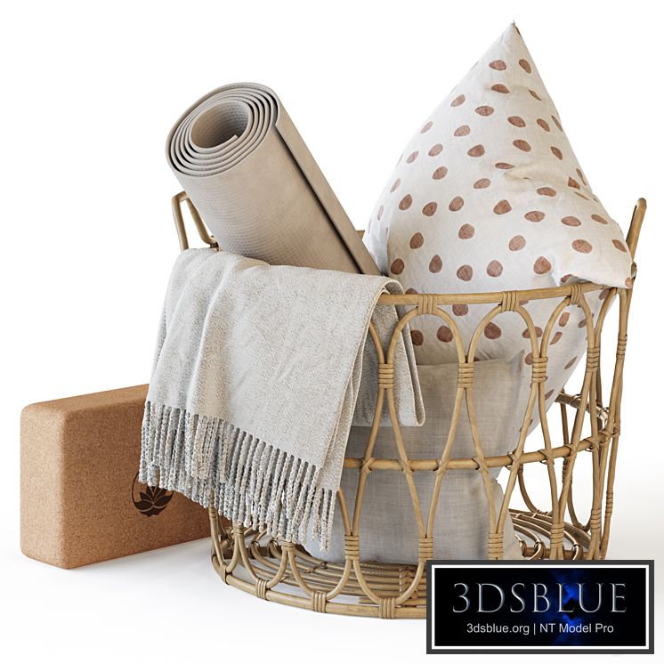 Wicker basket with yoga accessories