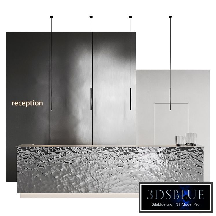 metal water reception desk