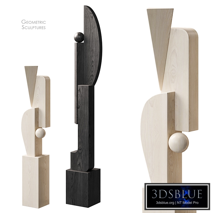 Geometric Wood Floor Sculptures