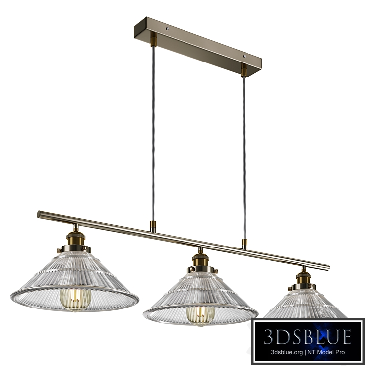 Logan Glass 3 Light Nickel Diner Ceiling Fitting