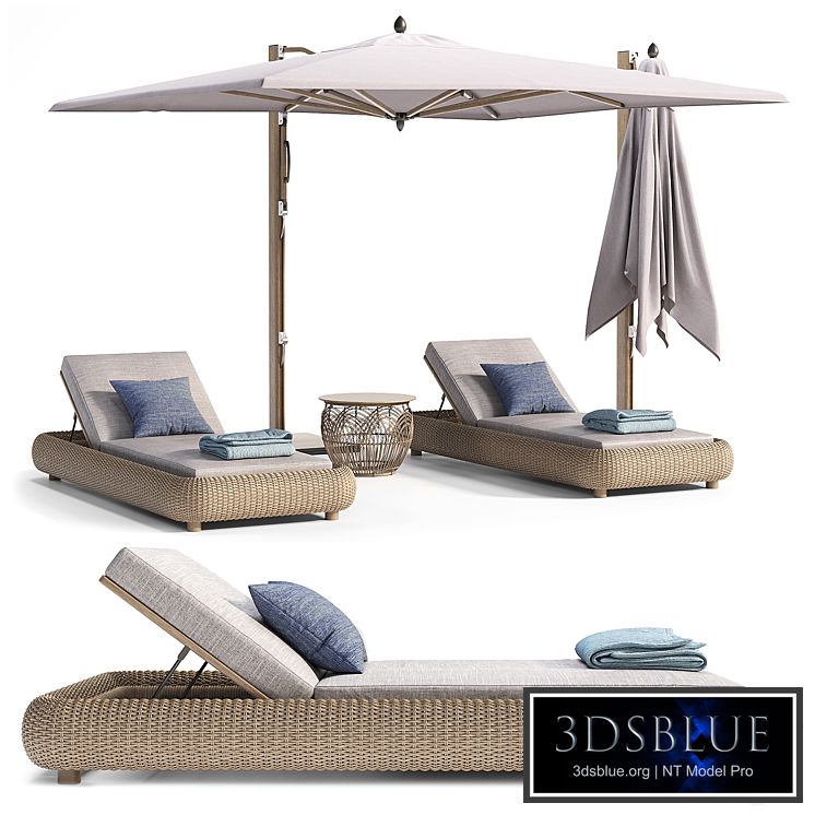 Lounger with Cantilever Umbrella