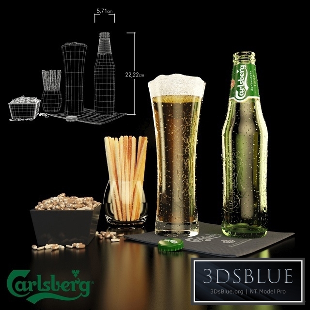 Carlsberg Beer, peanuts and cracker