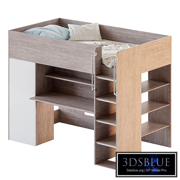 Horizon King Single Loft Bed with Shelves