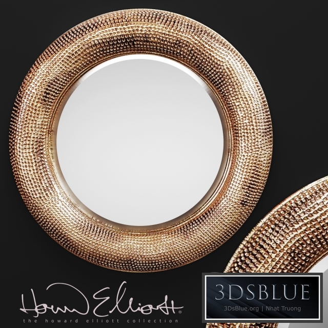 Raymus Mirror by Howard Elliott, copper decor, round, disc, metal, decorative, wall decor, luxury, mirror