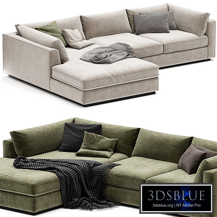 Oceanside Deep 2 Piece Left Arm Bumper Sectional Sofa