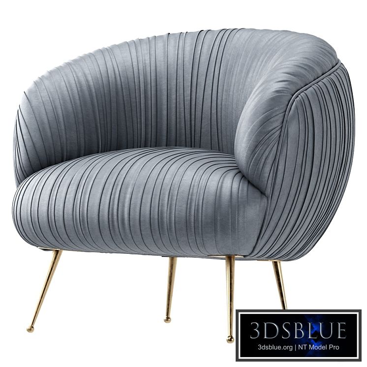 Souffle Chair in Ruched Steel Grey Leather