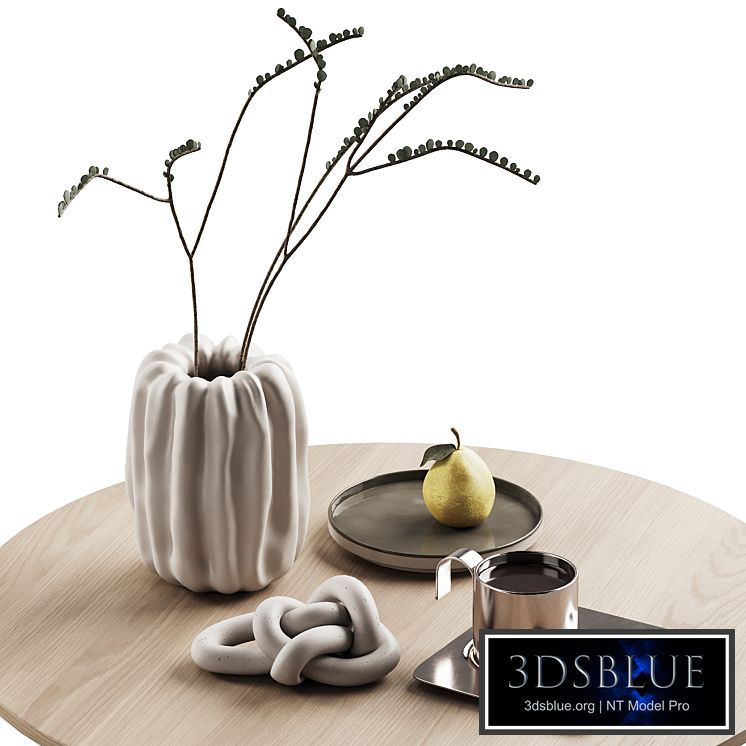 406 decorative set 041 folded vase pear and tea