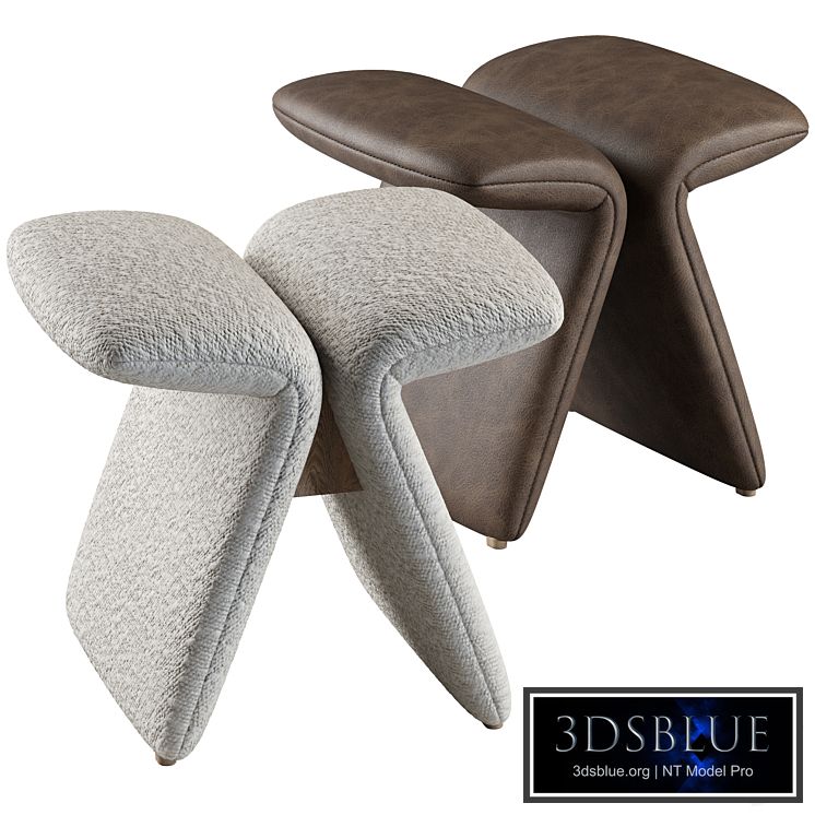 Butterfly stool leather and boucle