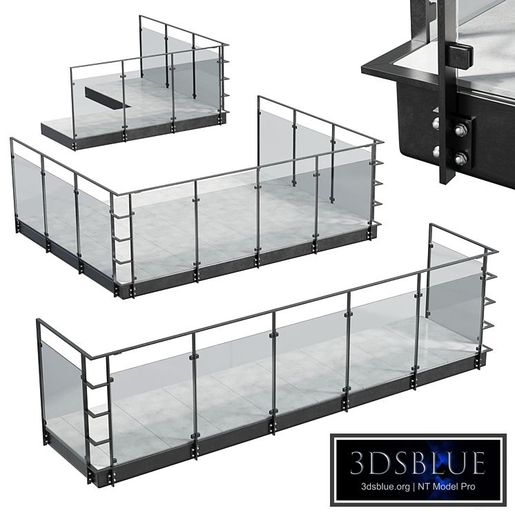 Metal Balcony - Metal Railing Set 001