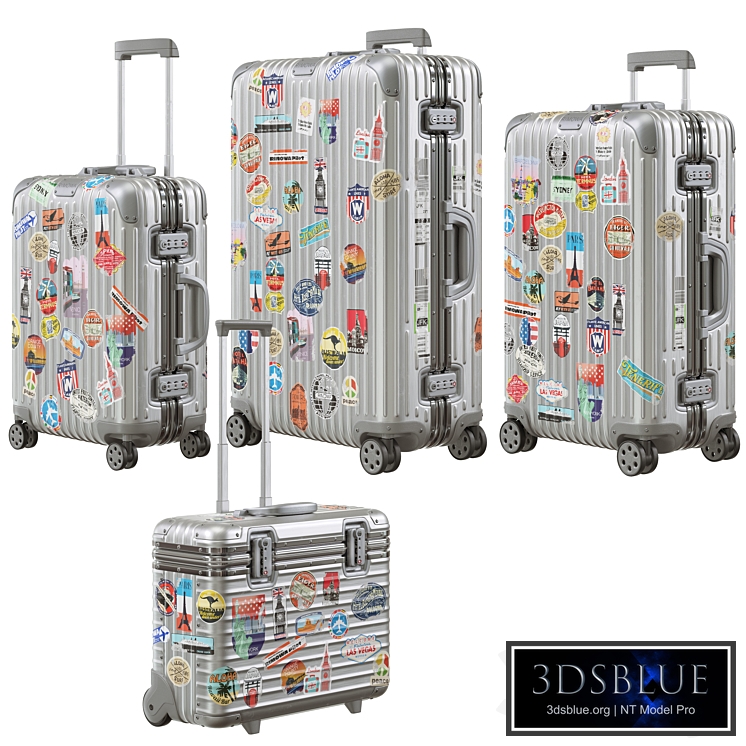Rimowa Aluminum Luggage with Stickers PBR 4k