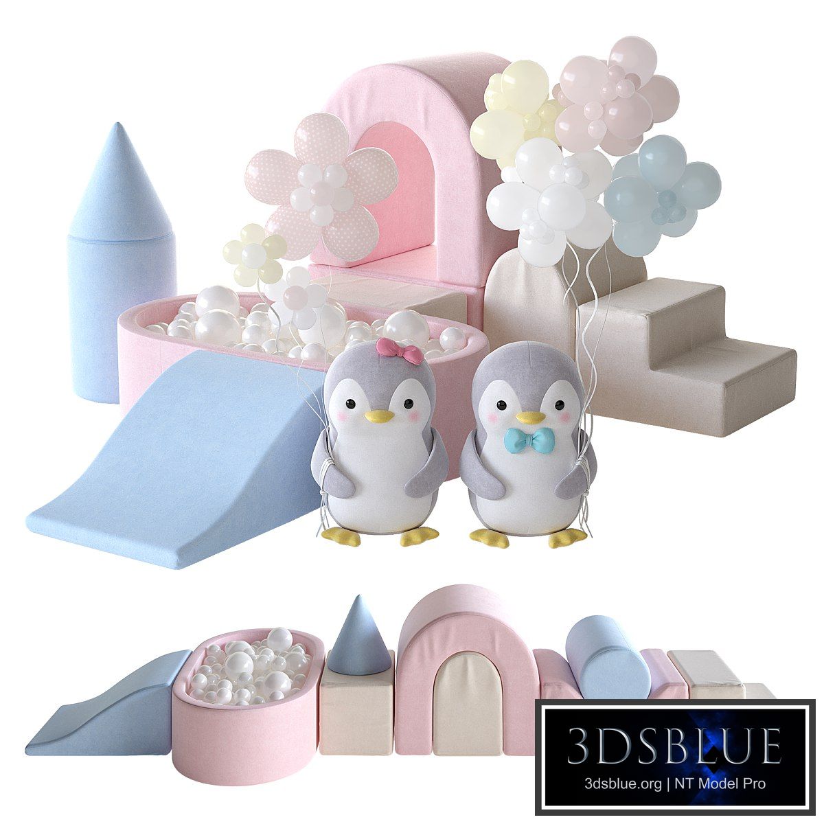 KIDKII Lux Foam Play Set with Ball Pit for kids and cute little penguins