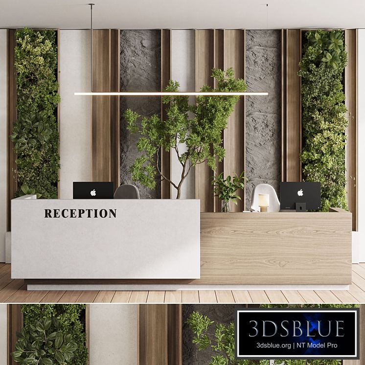 Reception Desk and Wall decor - office furniture 22 vray