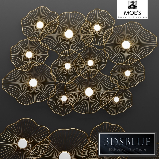 Lily Pad Wall Decor, wall decor, panels, metallic, golden, luxury decor, mirrors