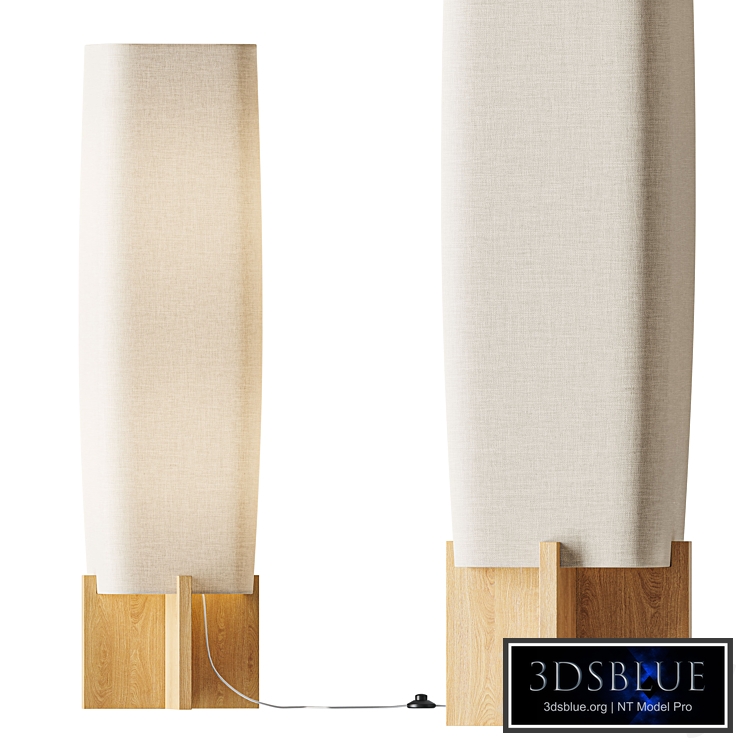 Toro Wood Floor Lamp with Woven Shade