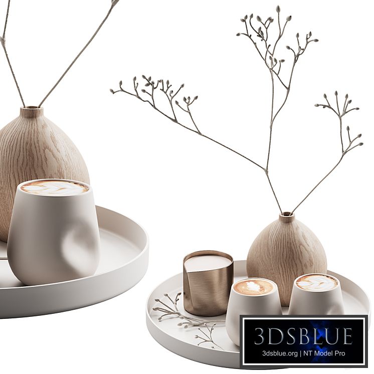 430 eat and drinks decor set 08 serving tray latte plant wood vase 01