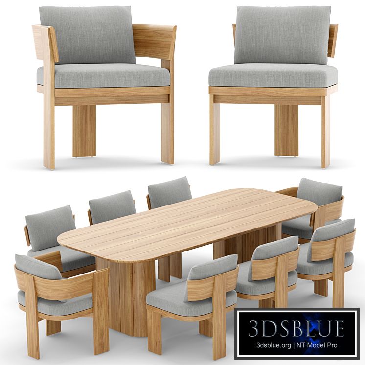 RH outdoor solaro restangular table chairs