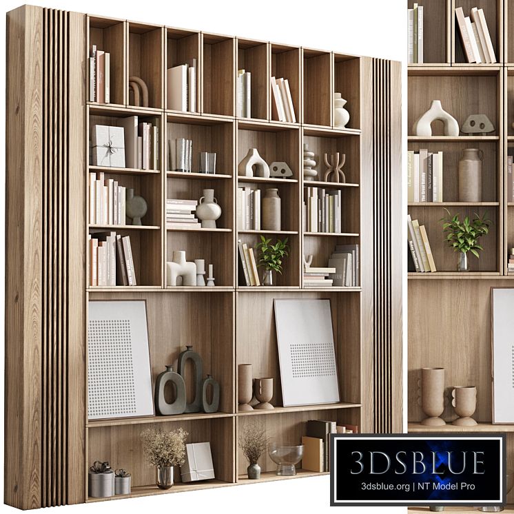 wooden Shelves Decorative With Plants and Book - Wooden Rack 14