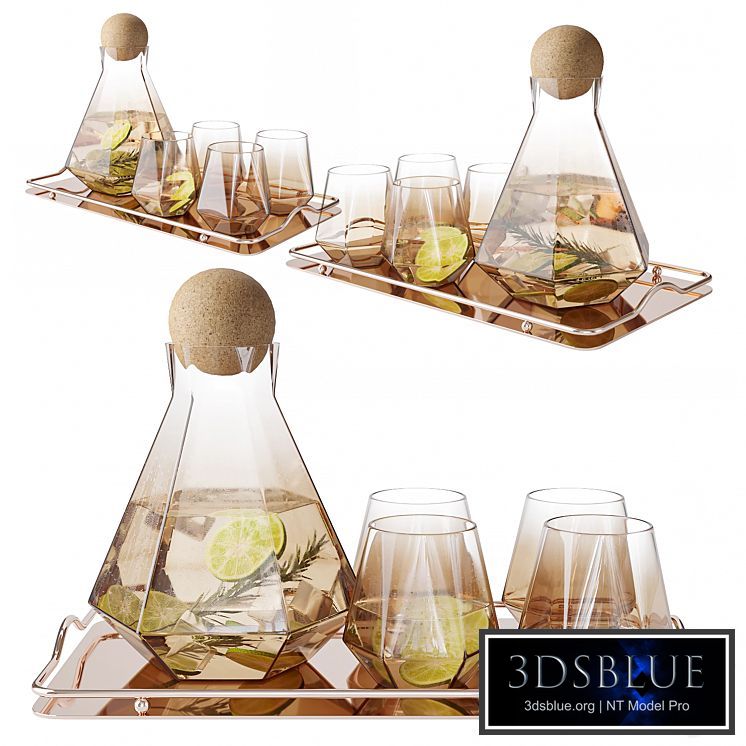 Geometric Glass Decanter Set