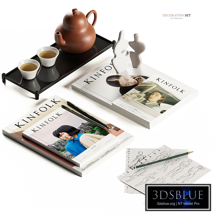 Decorative Set with Tea and Magazines