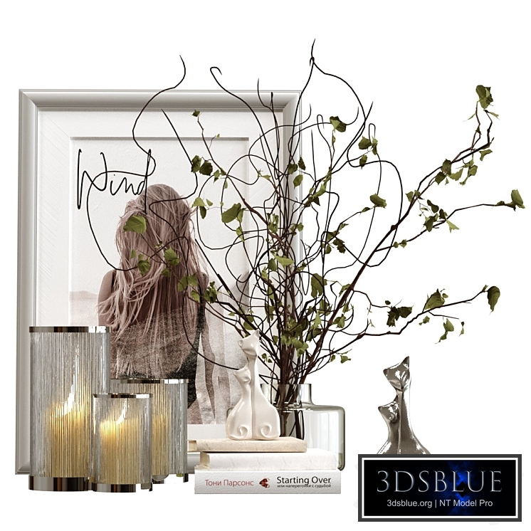 Decorative set with candles and branches