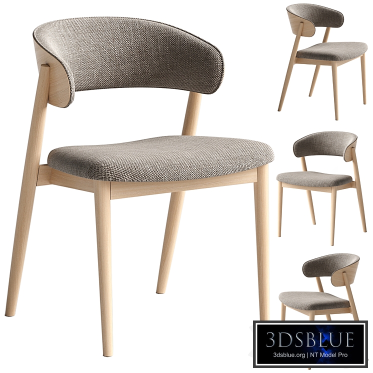 Chair Siena beige brown fabric solid beech natural