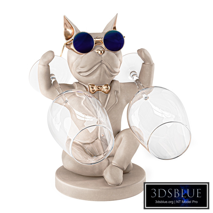 Glass holder in the shape of a French bulldog