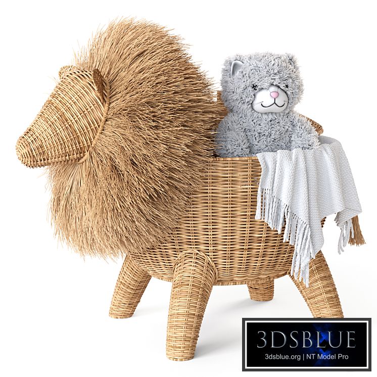 RATTAN ANIMAL BASKET LION Restoration Hardware