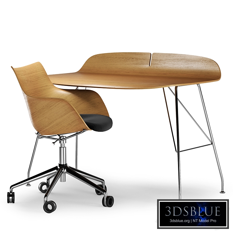 2 chair Q/Wood + table Earl (Kartell) by Philippe Starck