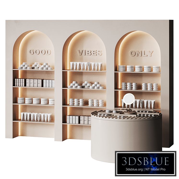 Beauty salon cosmetic set with arches in beige