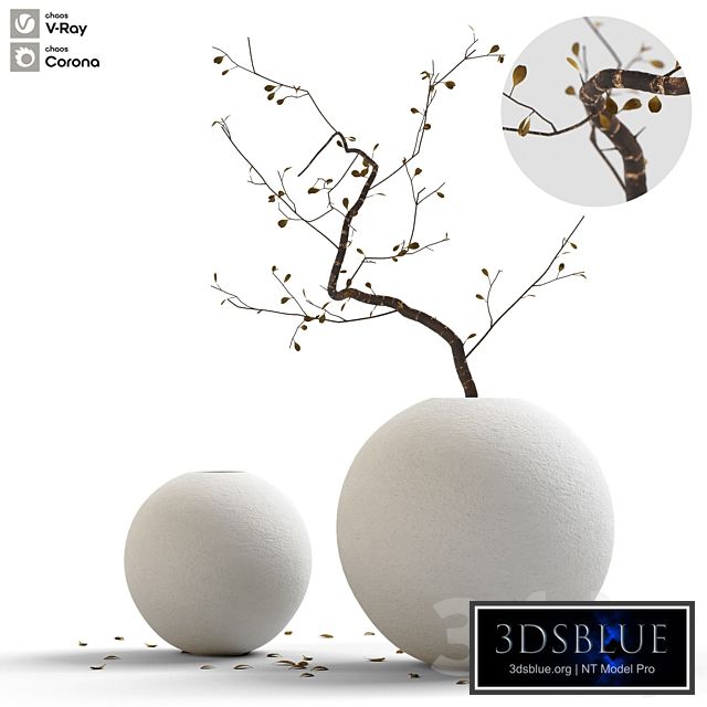 Decorative set 12 Branch with leaves