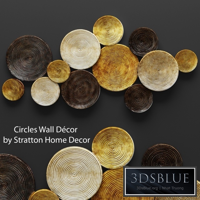 Circles Wall Decor, wall decor, disks, panels, picture, wall decor, gold, luxury, panel, design, metal decor