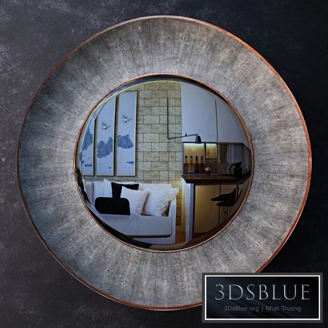Mirror Robin Round Faux Shagreen Mirror