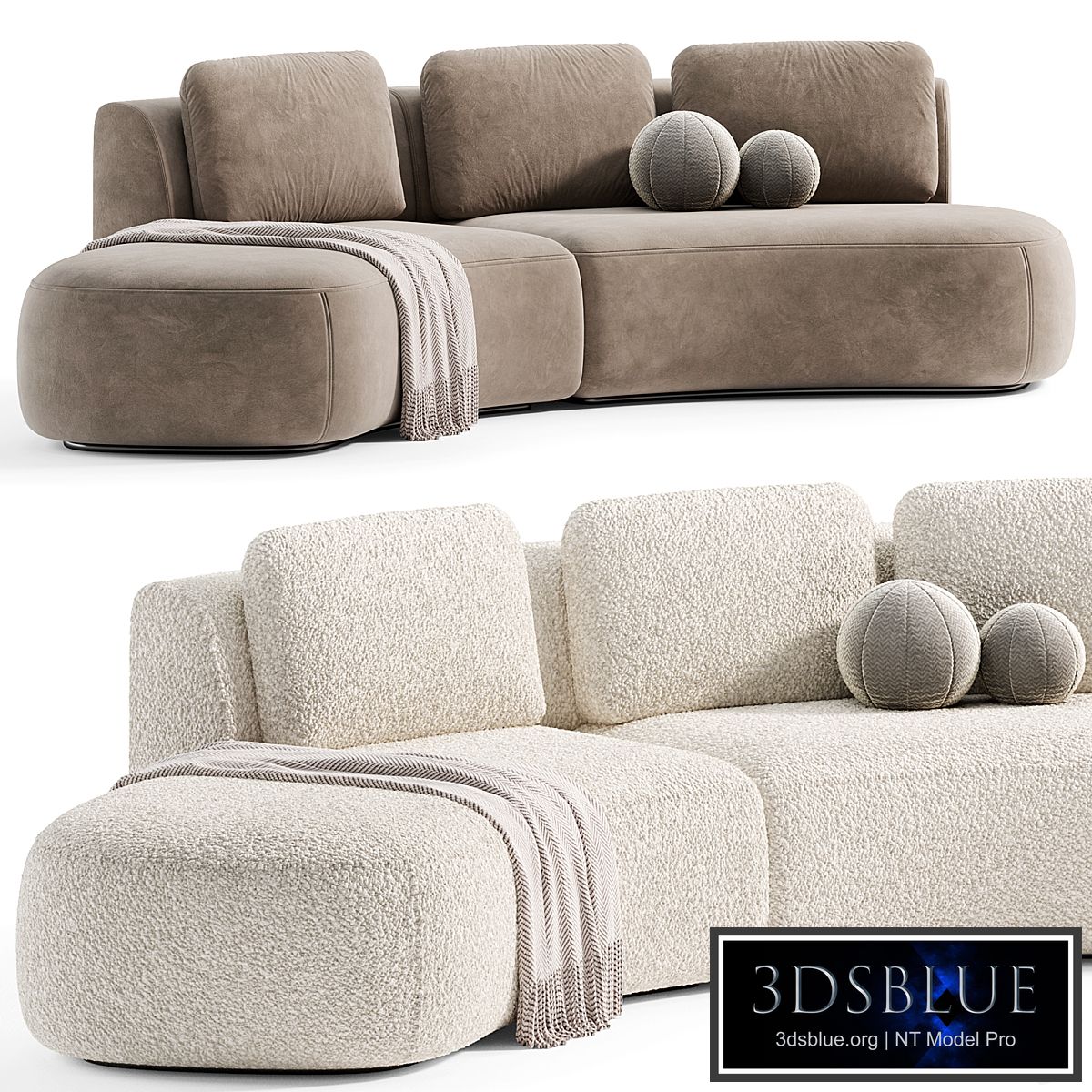 Pebble Boucle Curved Modular Sofa by deluxdeco