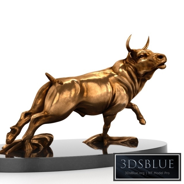 A bronze statue of a bull