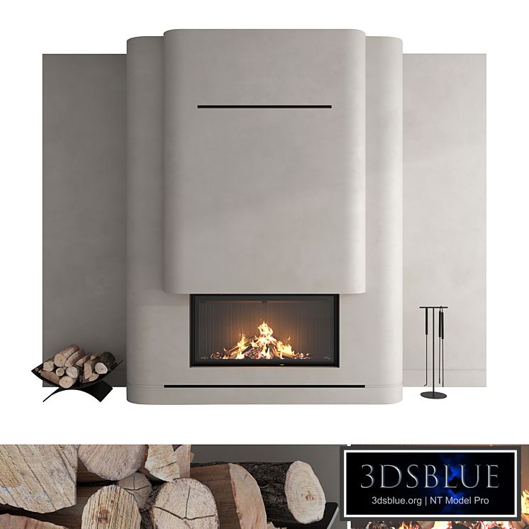 Decorative wall with fireplace set 56