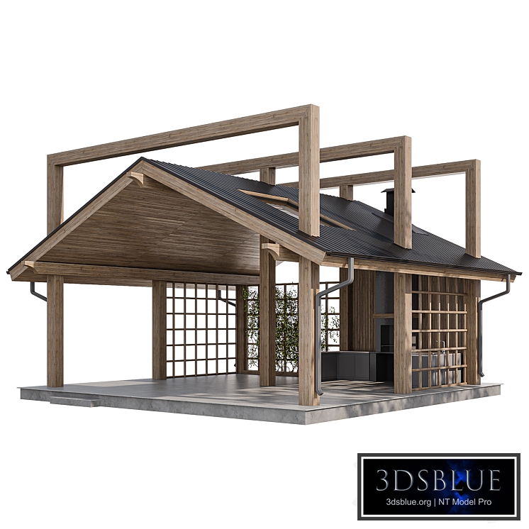 Large gazebo with barbecue